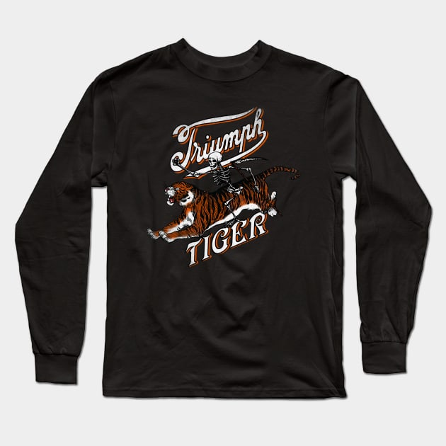 Vintage Triumph Tiger Cafe Racer Legends Long Sleeve T-Shirt by MotorManiac